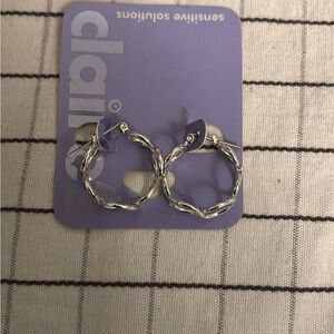 Claire's Twisted Silver Hoop Earrings